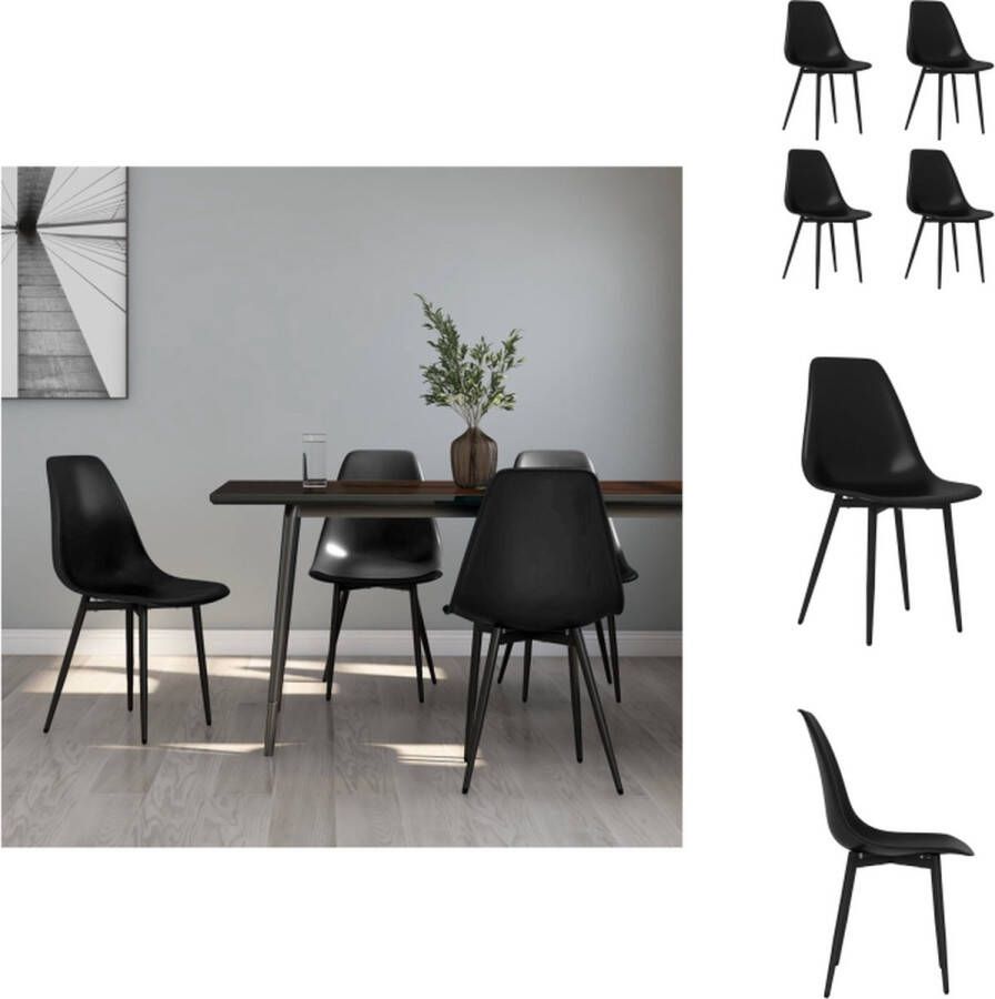 VidaXL Eetkamerstoel Eetkamerstoelen Keukenstoel Keukenstoelen Eetkamerstoelen 4 st PP zwart - Foto 3