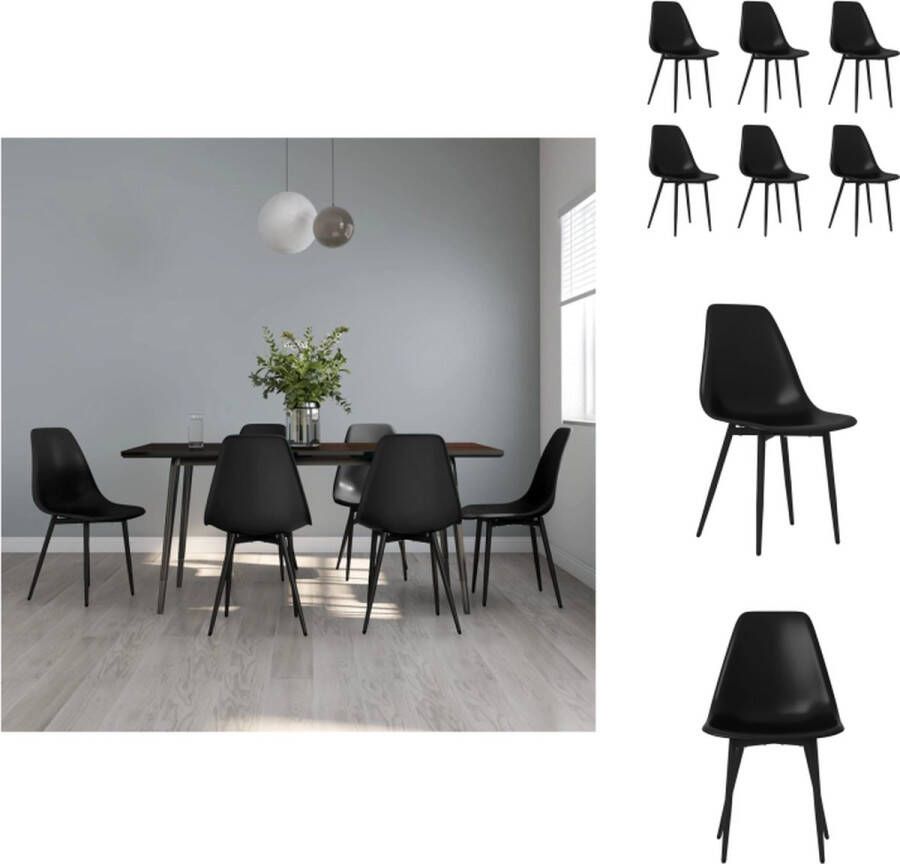 VidaXL Eetkamerstoelen Polypropyleen Ergonomisch gebogen rugleuning Zwart 46x52x84 cm Eetkamerstoel - Foto 2