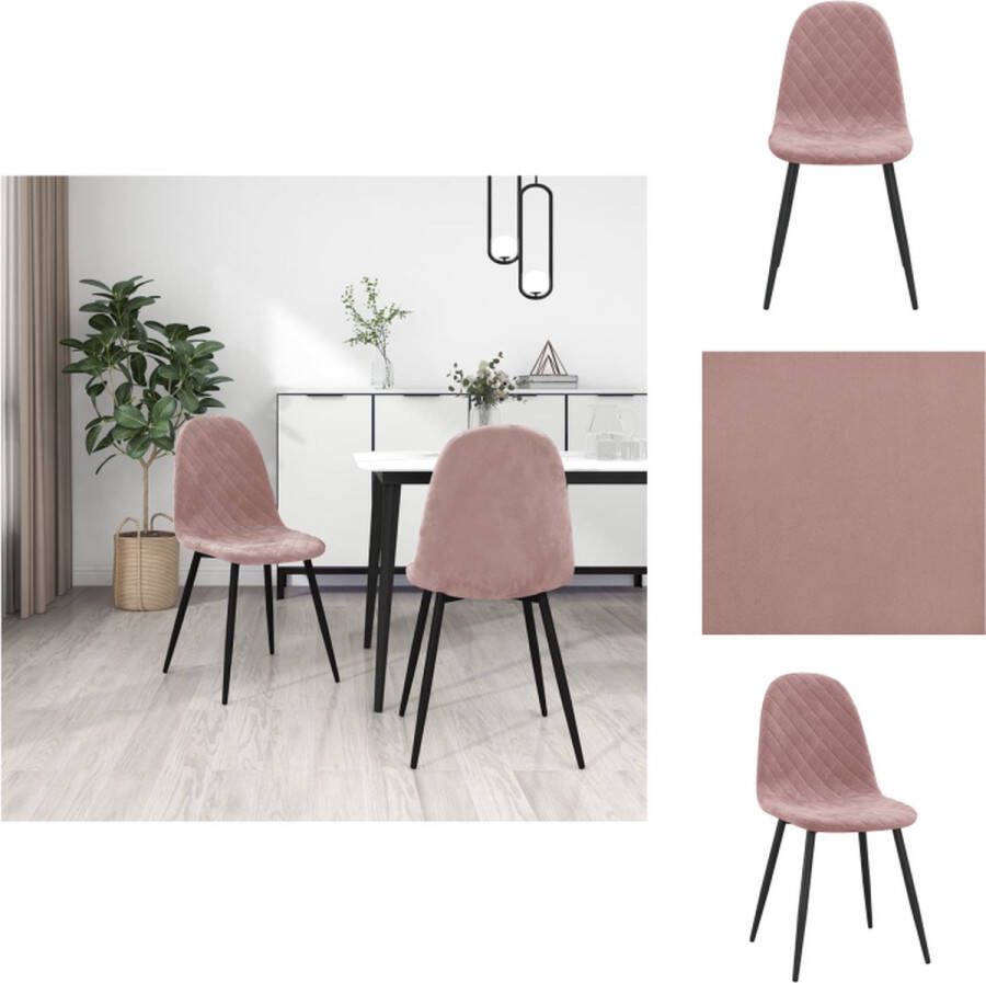 VidaXL Eetkamerstoelen Roze Fluweel 45 x 53.5 x 87 cm Ergonomisch Eetkamerstoel