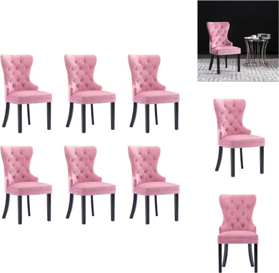 VidaXL Eetkamerstoel Eetkamerstoelen Keukenstoel Keukenstoelen Eetkamerstoelen 6 st fluweel roze