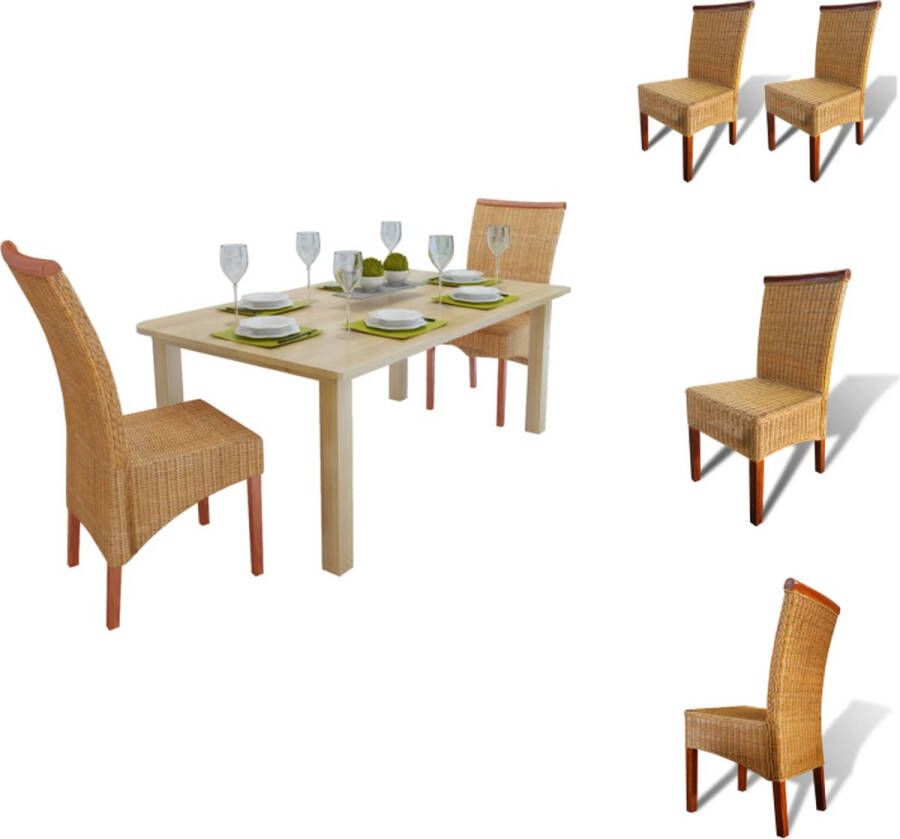 VidaXL Eetkamerstoelen Set Echte Rattan 47 x 50 x 97 cm Tropische uitstraling Eetkamerstoel