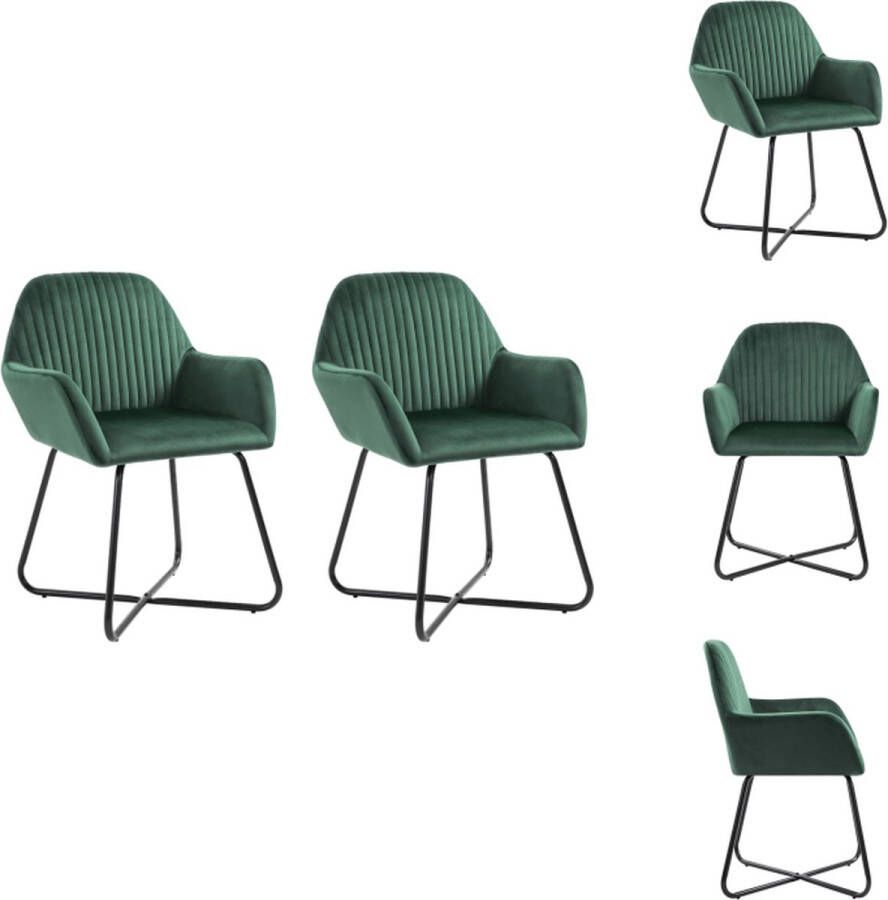 VidaXL Eetkamerstoelen Set Fluweel Groen 61 x 61 x 84 cm Ergonomisch Eetkamerstoel