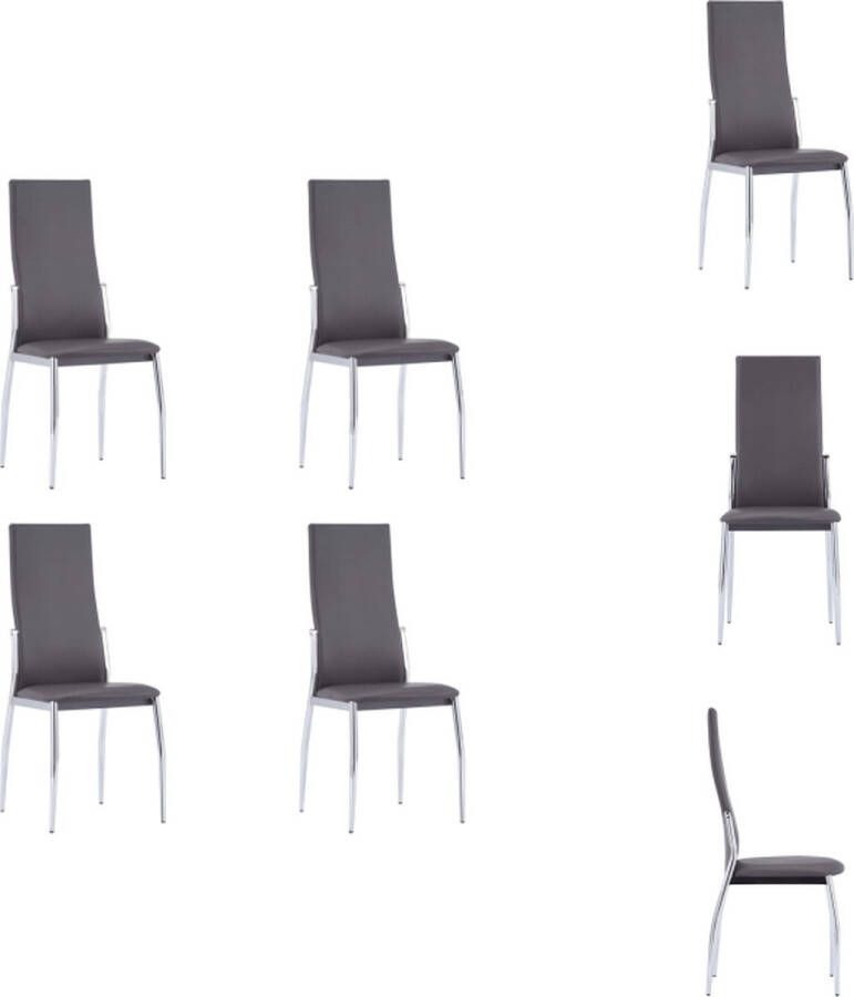 VidaXL eetkamerstoelen set grijs kunstleer 54x43x100 cm stabiel 4 stoelen Eetkamerstoel