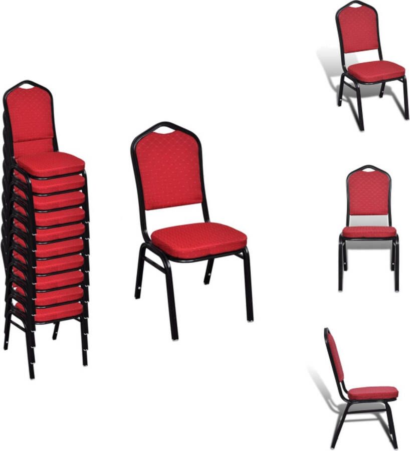 VidaXL Eetkamerstoelen Set Rood 40 x 41 x 88 cm Stapelbaar Comfortabel Multiplex en ijzer Eetkamerstoel - Foto 2