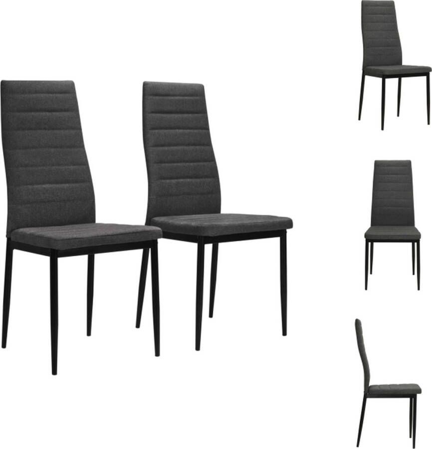 VidaXL Eetkamerstoelen Set van 2 Donkergrijs 43x44x96 cm Polyester Eetkamerstoel