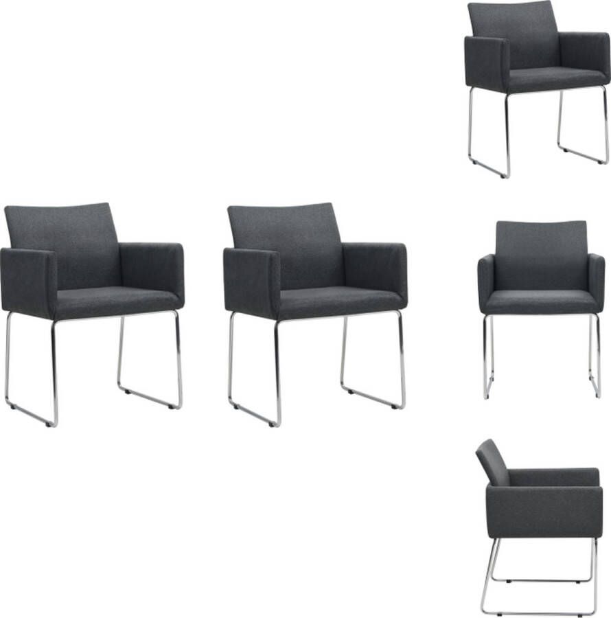 vidaXL Eetkamerstoelen Set van 2 Donkergrijs Stoffen bekleding 55 x 62 x 79 cm Eetkamerstoel