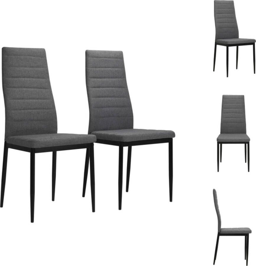 VidaXL Eetkamerstoel Eetkamerstoelen Keukenstoelen Keukenstoel Eetkamerstoelen 2 st stof lichtgrijs - Foto 2