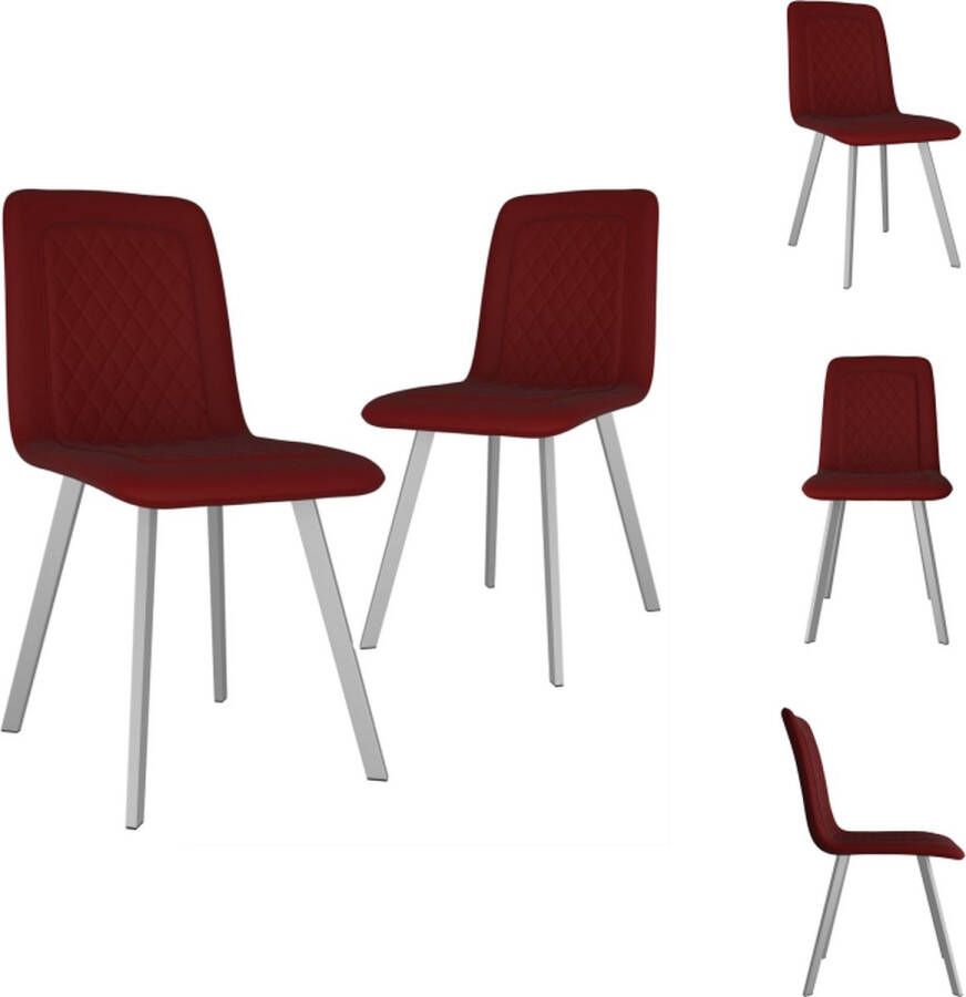 vidaXL Eetkamerstoelen Set van 2 Rood 45 x 57.5 x 90 cm Fluweel Bekleding Eetkamerstoel