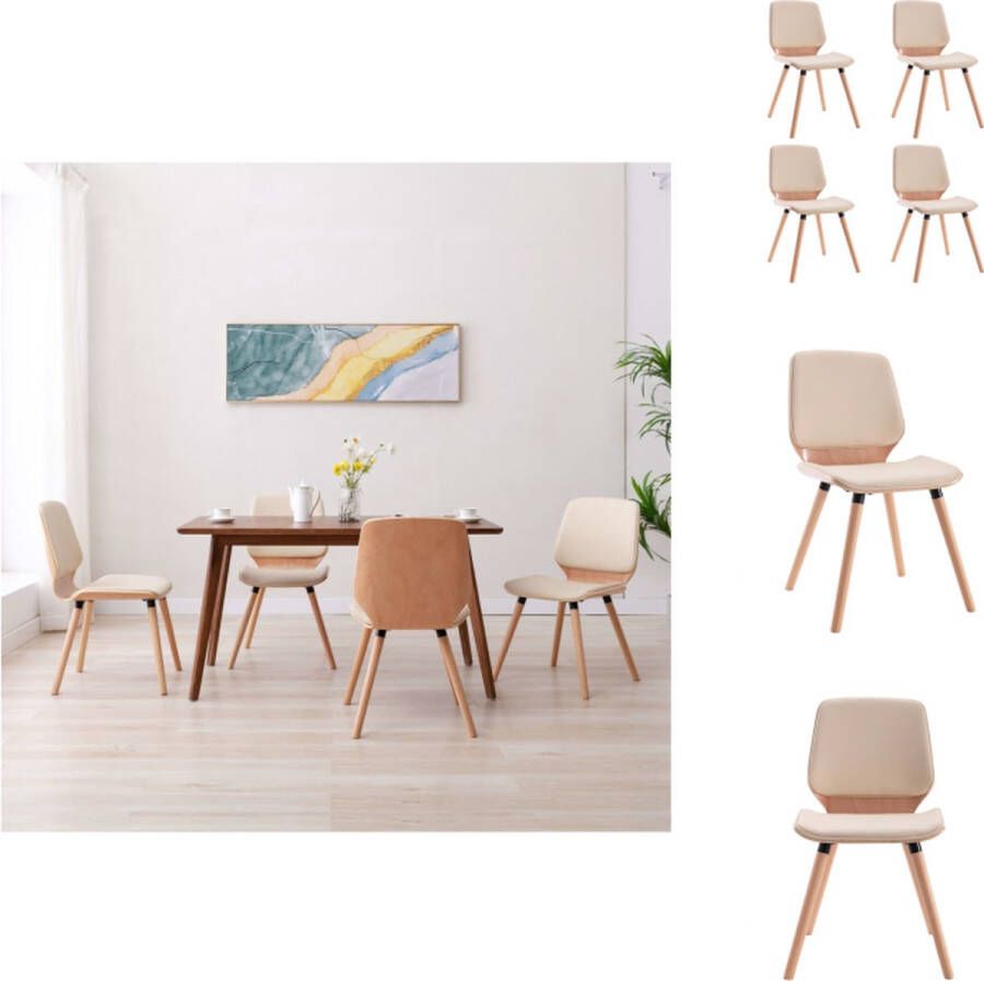 VidaXL Eetkamerstoel Eetkamerstoelen Keukenstoel Keukenstoelen Eetkamerstoelen 4 st kunstleer crèmekleurig