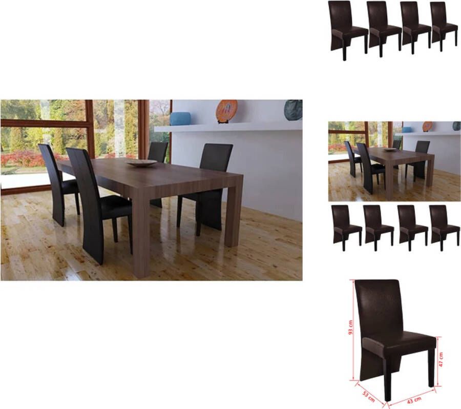 VidaXL Eetkamerstoelen Set van 4 Donkerbruin 43x53x93 cm Kunstleer Eetkamerstoel