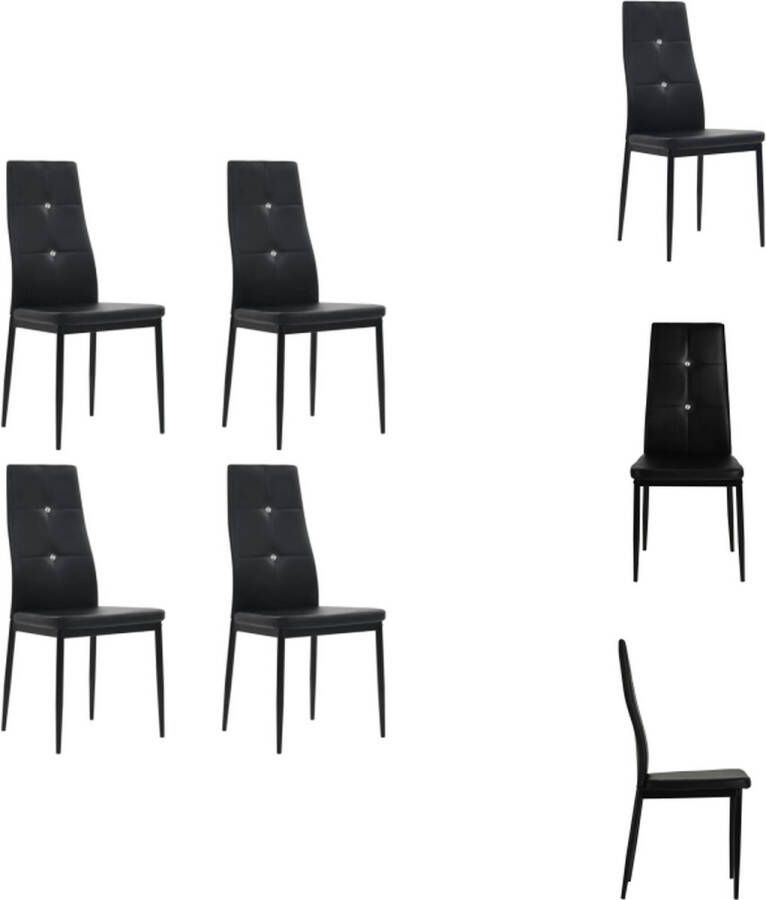 VidaXL Eetkamerstoelen Set van 4 Zwart 43 x 43.5 x 96 cm Kunstleer Eetkamerstoel