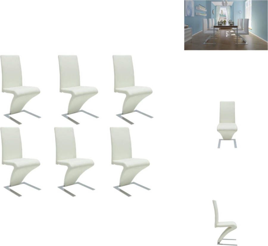 VidaXL Eetkamerstoel Eetkamerstoelen Eetkamer Stoel Eetkamer Stoelen Eetkamerstoelen 6 st kunstleer wit