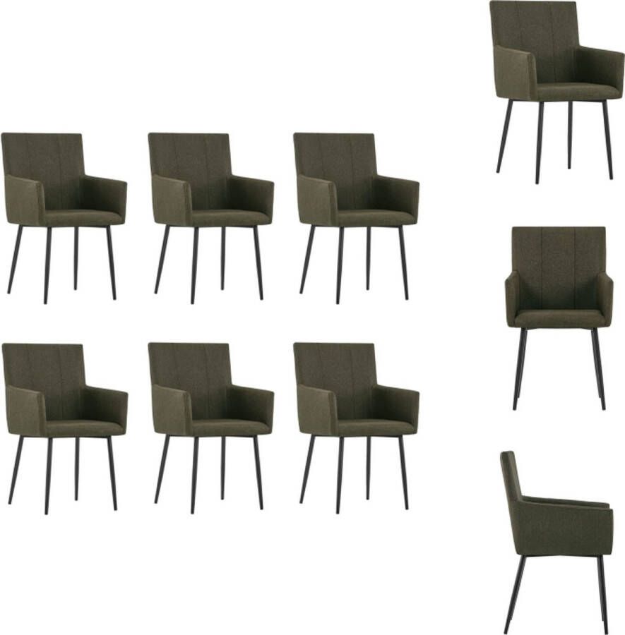 VidaXL Eetkamerstoel Eetkamerstoelen Keukenstoelen Keukenstoel Eetkamerstoelen met armleuningen 6 st stof bruin