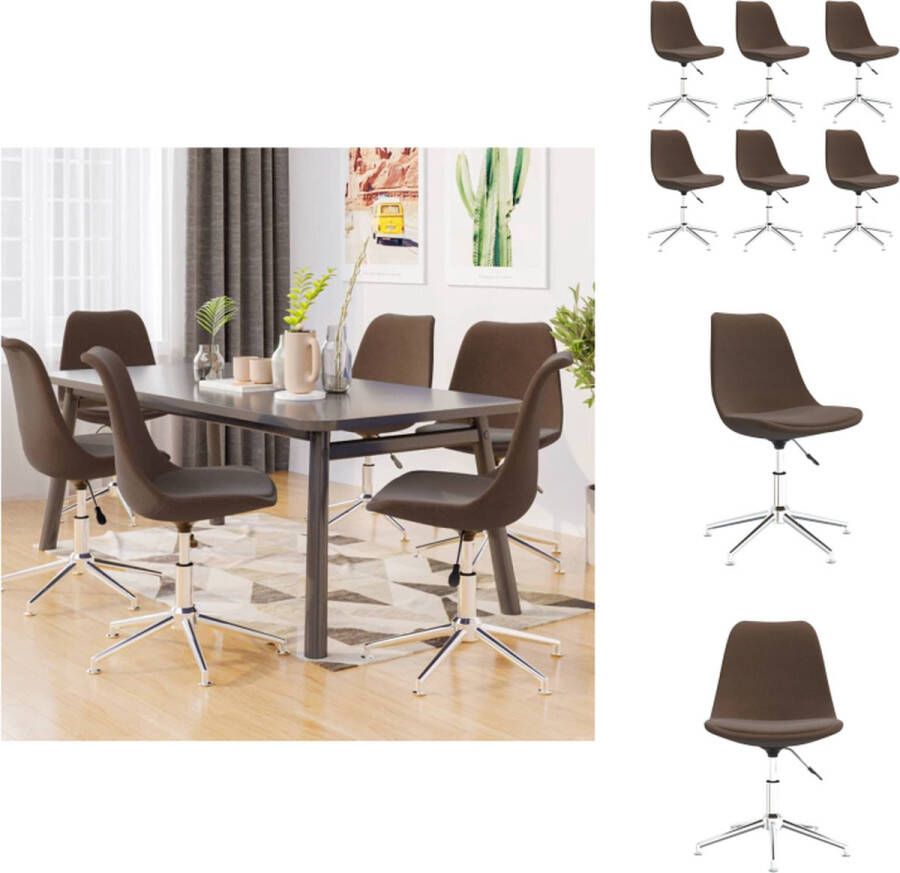 VidaXL Eetkamerstoelen Set van 6 Bruin Stof 48 x 59 x (80-94) cm Eetkamerstoel