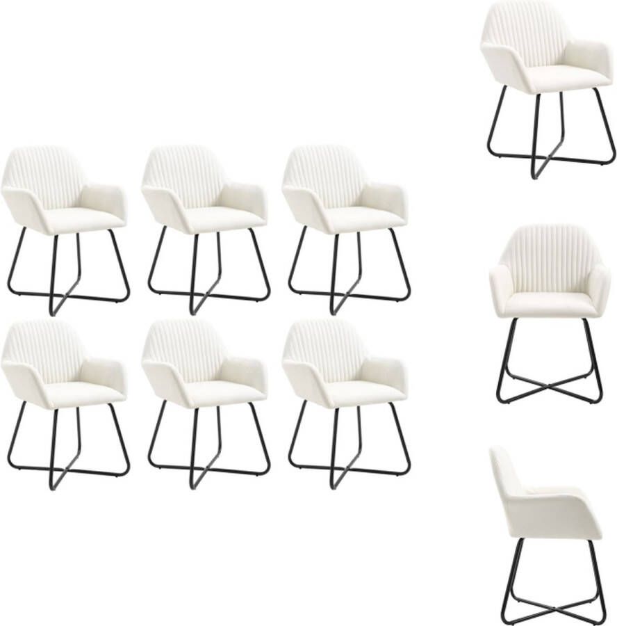 VidaXL Eetkamerstoelen naam Met Armleuningen Afmetingen- 52 x 60 x 95.5 cm Kleur- Crème Materiaal- Polyester Eetkamerstoel - Foto 3