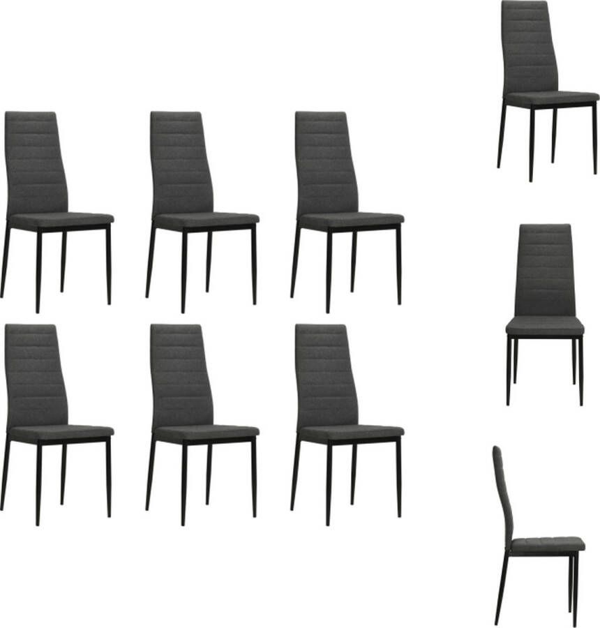 VidaXL Eetkamerstoelen Set van 6 Donkergrijs 43 x 44 x 96 cm Polyester Eetkamerstoel