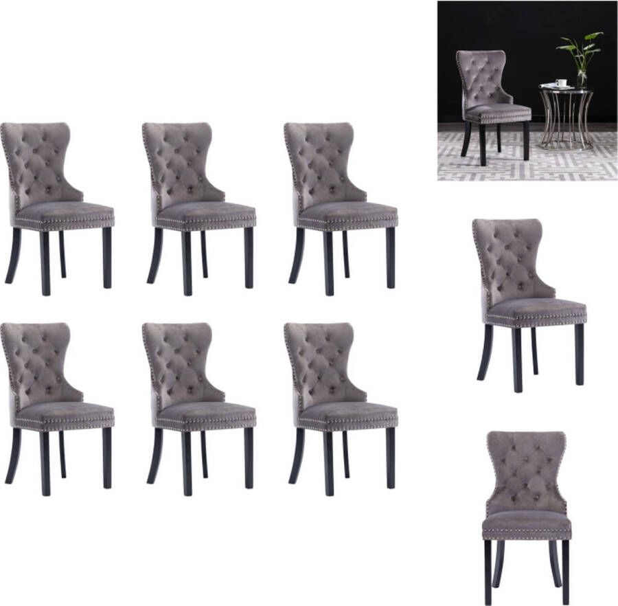 VidaXL Eetkamerstoel Eetkamerstoelen Keukenstoel Keukenstoelen Eetkamerstoelen 6 st fluweel grijs - Foto 2