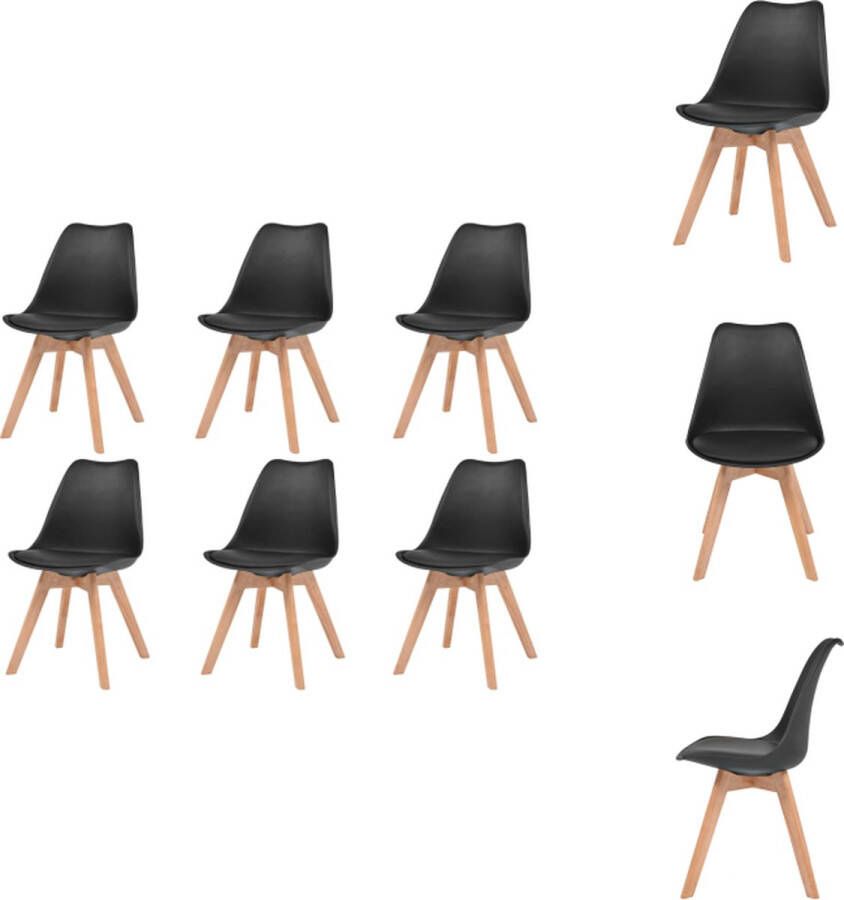 VidaXL Eetkamerstoel Eetkamerstoelen Bijzetstoel Bijzetstoelen Eetkamerstoelen 6 st kunststof zwart - Foto 2