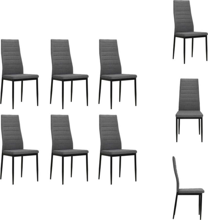 vidaXL Eetkamerstoelen Set van 6 Lichtgrijs 43 x 44 x 96 cm Polyester Stalen frame Eetkamerstoel