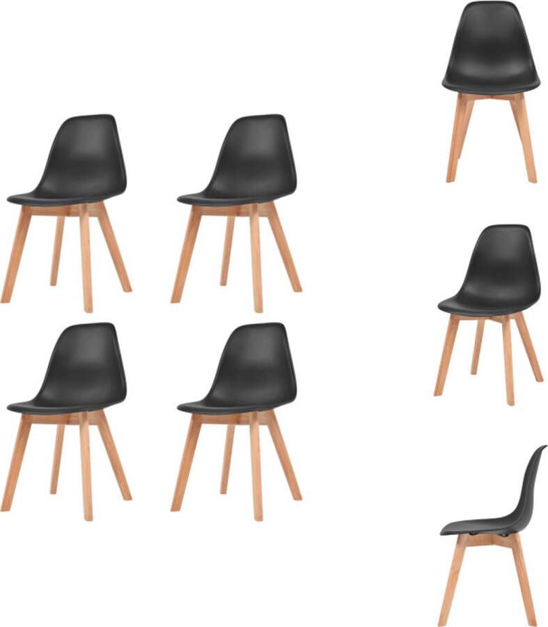 VidaXL Eetkamerstoel Eetkamerstoelen Bijzetstoel Bijzetstoelen Eetkamerstoelen 4 st kunststof zwart