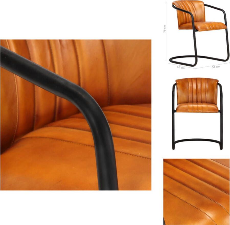 VidaXL Eetkamerstoel Eetkamerstoelen Dinerstoel Dinerstoelen Eetkamerstoelen 4 st echt leer tan