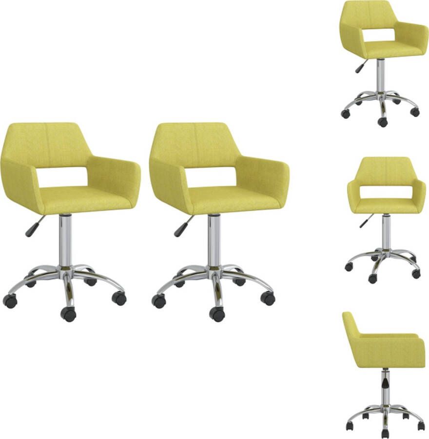 vidaXL Eetkamerstoelen Velvet Groen 52.5x53x(76-88)cm Draaibaar Verstelbaar Eetkamerstoel