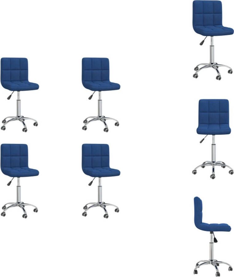 VidaXL Eetkamerstoelen Verstelbaar Blauw Stof 40 x 47 x (74.5 86) cm Set van 4 Eetkamerstoel