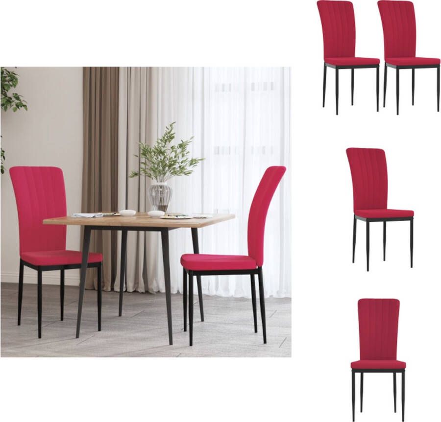 VidaXL Eetkamerstoel Eetkamerstoelen Eetstoel Stoel Eetkamerstoelen 2 st fluweel wijnrood - Foto 2