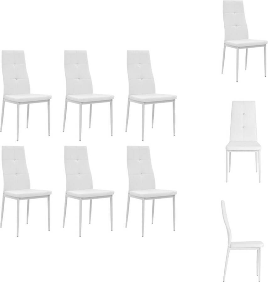 VidaXL Eetkamerstoel Eetkamerstoelen Keukenstoelen Keukenstoel Eetkamerstoelen 6 st kunstleer wit - Foto 3