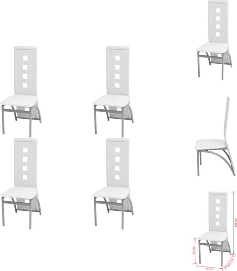 VidaXL Eetkamerstoel Eetkamerstoelen Keukenstoel Keukenstoelen Eetkamerstoelen 4 st kunstleer wit - Foto 2
