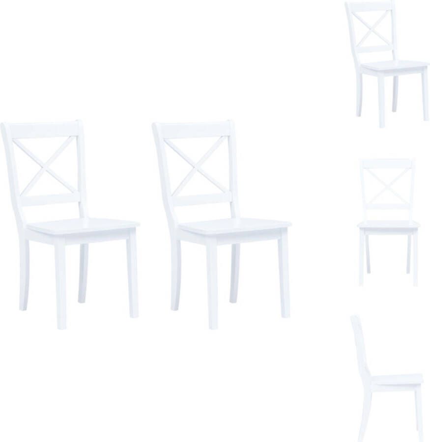 VidaXL Eetkamerstoel Eetkamerstoelen Dinerstoel Dinerstoelen Eetkamerstoelen 2 st massief rubberwood wit - Foto 2