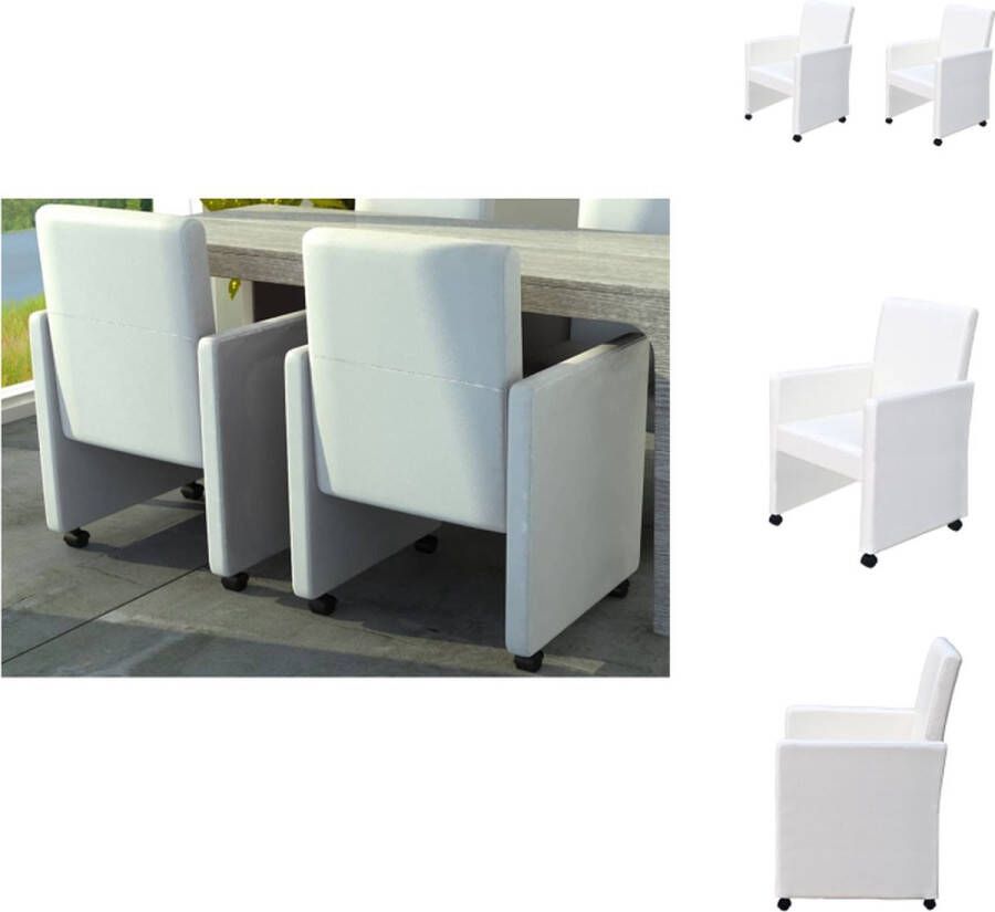 VidaXL Eetkamerstoel Eetkamerstoelen Keukenstoelen Keukenstoel Eetkamerstoelen 2 st kunstleer wit - Foto 2