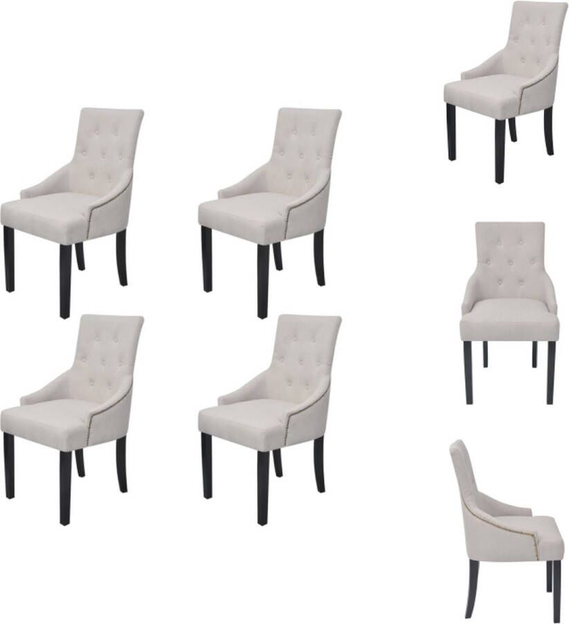 VidaXL Eetkamerstoel Eetkamerstoelen Keukenstoelen Keukenstoel Eetkamerstoelen 4 st stof crèmegrijs