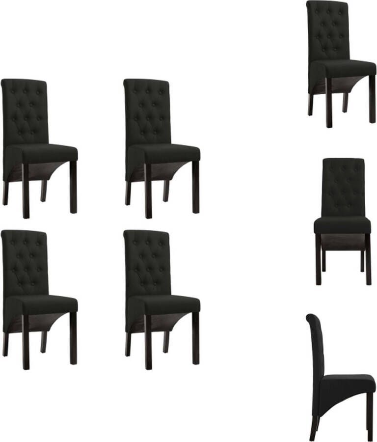 VidaXL -Eetkamerstoelen-4-st-stof-zwart - Foto 2
