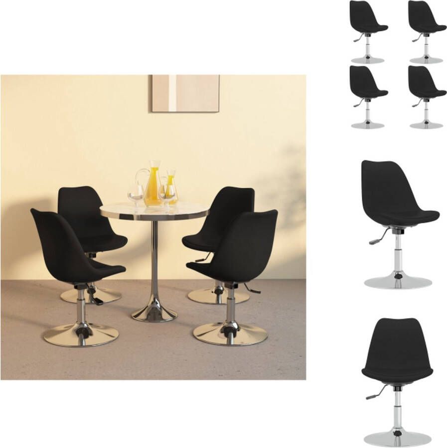 VidaXL Eetstoel Eetstoelen Keukenstoel Stoel Eetkamerstoelen 4 st draaibaar stof zwart