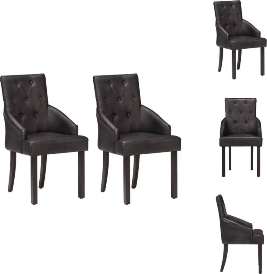VidaXL Eetkamerstoel Eetkamerstoelen Keukenstoel Keukenstoelen Eetkamerstoelen 2 st echt geitenleer zwart - Foto 2