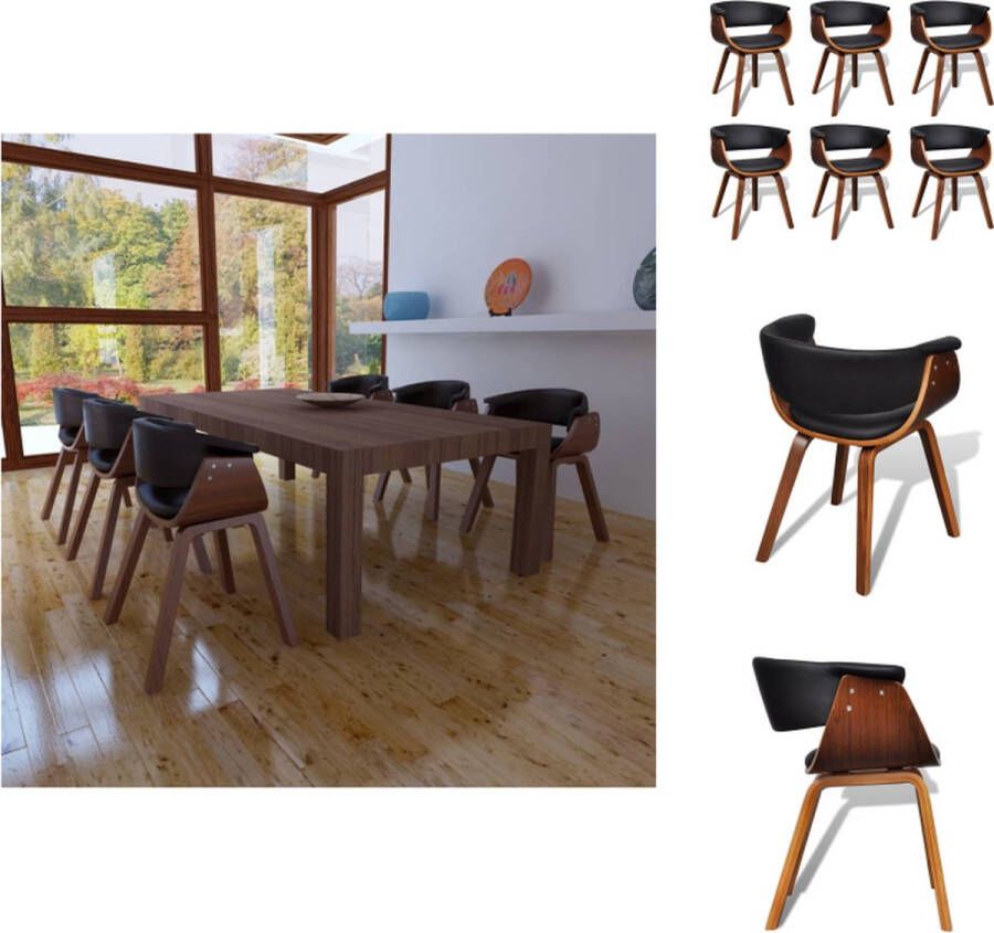 VidaXL Eetkamerstoel Eetkamerstoelen Keukenstoelen Keukenstoel Eetkamerstoelen 6 st gebogen hout en kunstleer