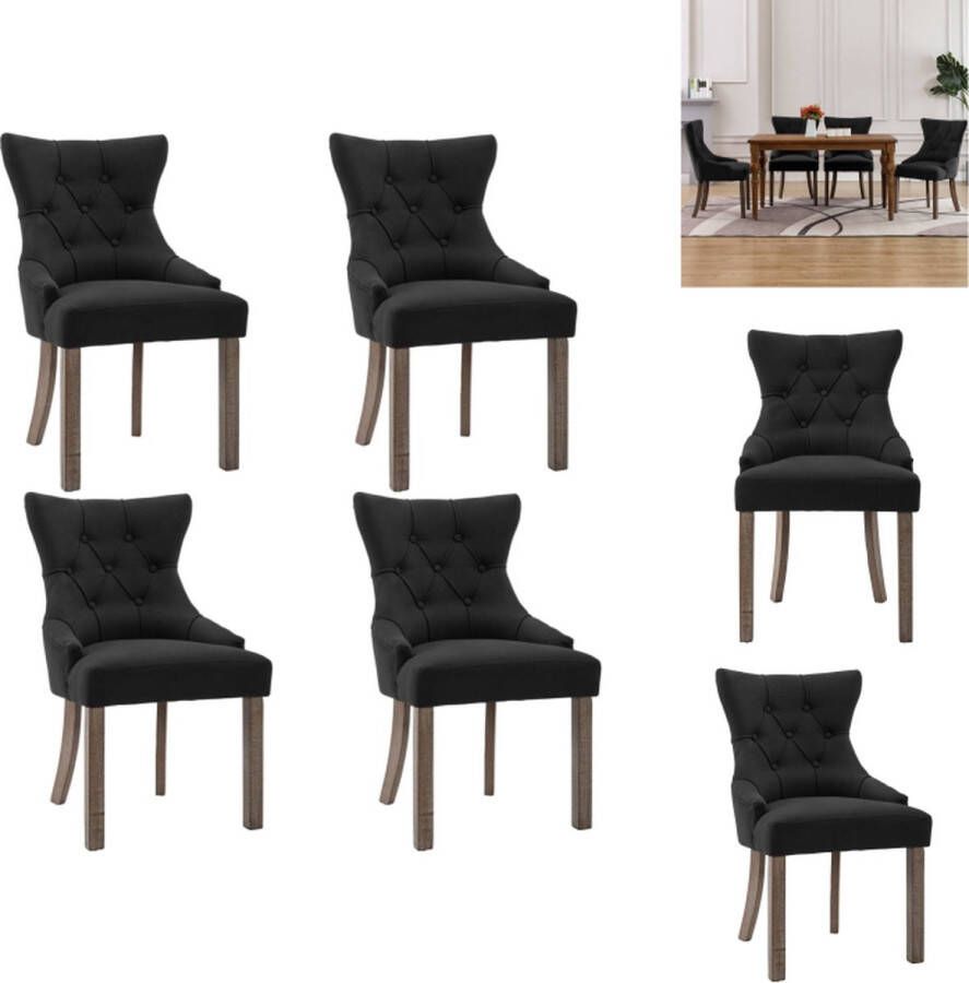 VidaXL Eetkamerstoel Eetkamerstoelen Dinerstoel Dinerstoelen Eetkamerstoelen 4 st stof zwart - Foto 2