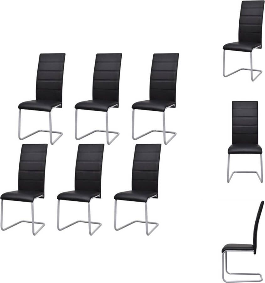 VidaXL Eetkamerstoel Eetkamerstoelen Bijzetstoel Bijzetstoelen Eetkamerstoelen 6 st kunstleer zwart - Foto 2