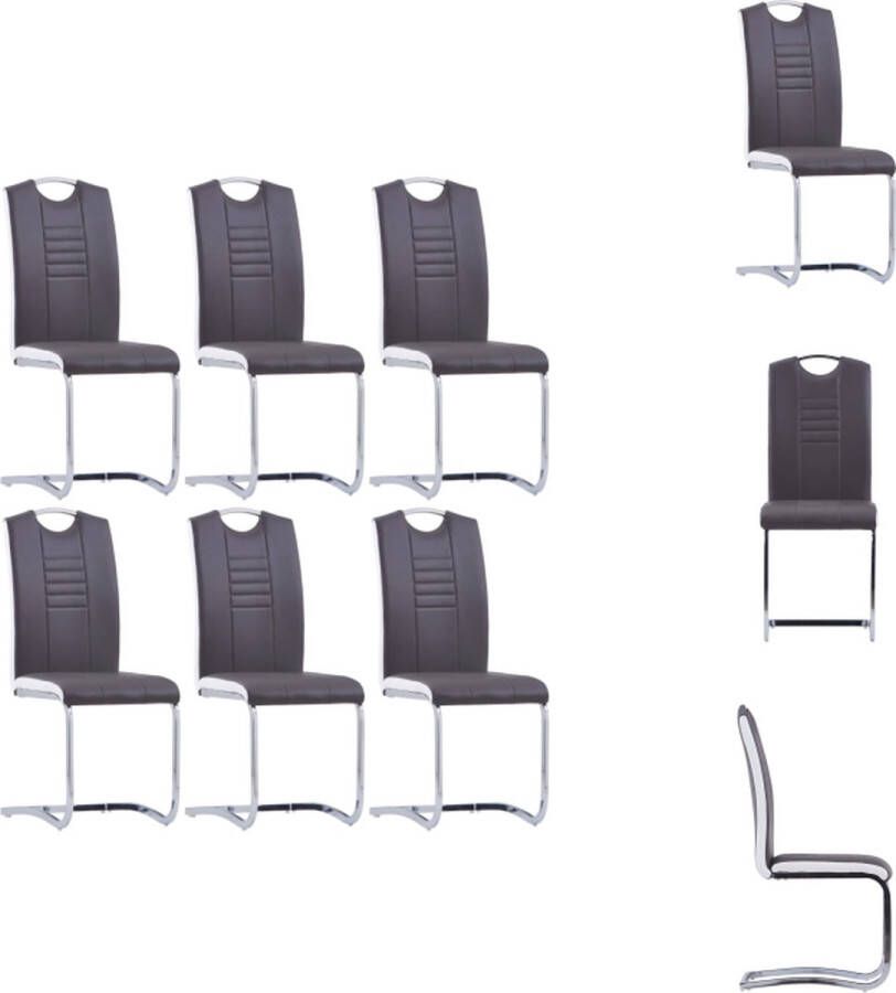 VidaXL Eetkamerstoel Eetkamerstoelen Bijzetstoel Bijzetstoelen Eetkamerstoelen 6 st kunstleer grijs - Foto 2