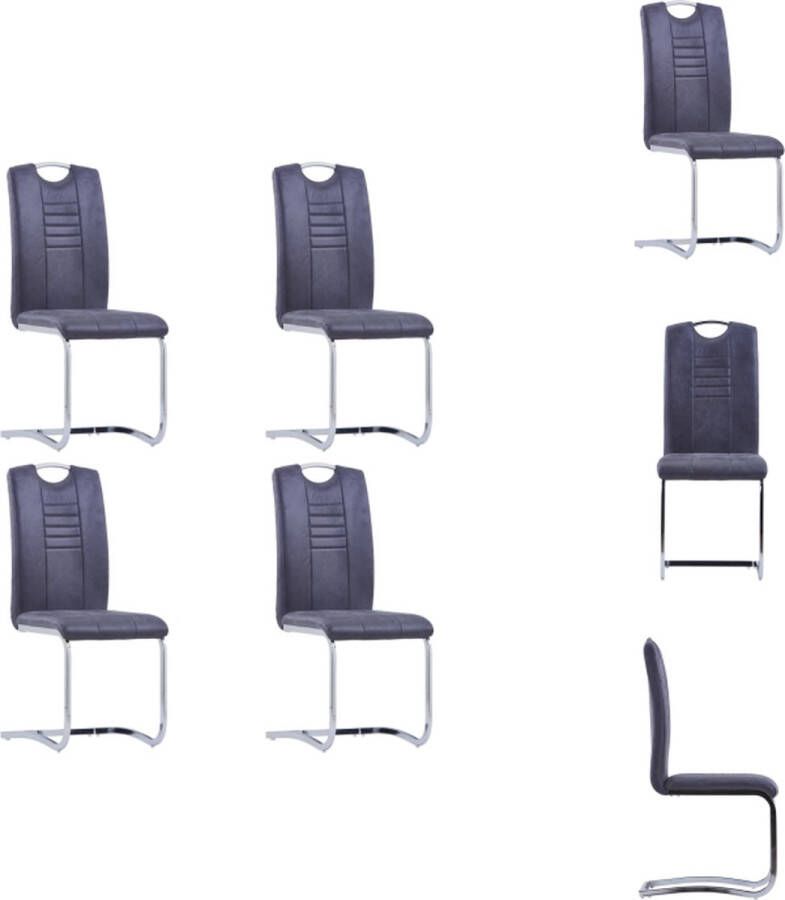 VidaXL Eetkamerstoel Eetkamerstoelen Bijzetstoel Bijzetstoelen Eetkamerstoelen 4 st kunstsuède grijs