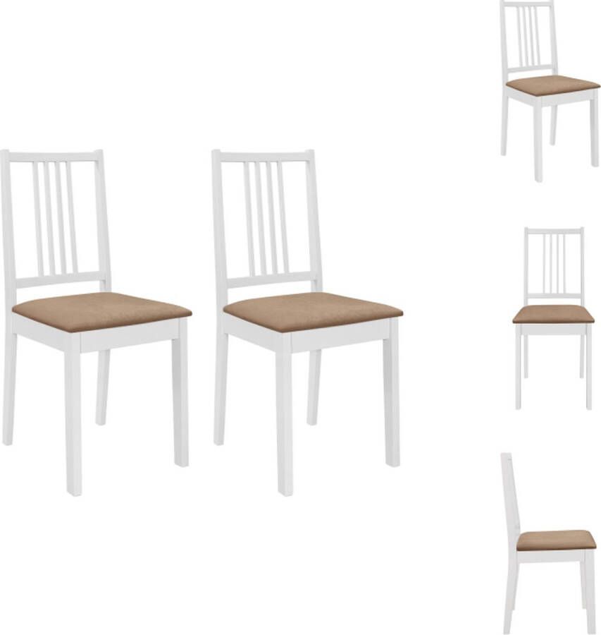 VidaXL Eetkamerstoel Eetkamerstoelen Eetstoel Eetstoelen Eetkamerstoelen met kussens 2 st massief hout wit