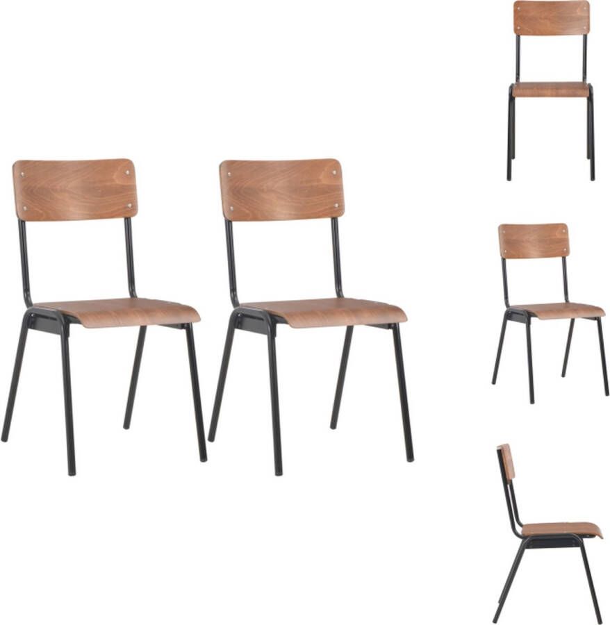VidaXL The Living Store Eetkamerstoelenset Multiplex 41.5 x 54 x 85.5 cm Stapelbaar Bruin Zwart - Foto 2