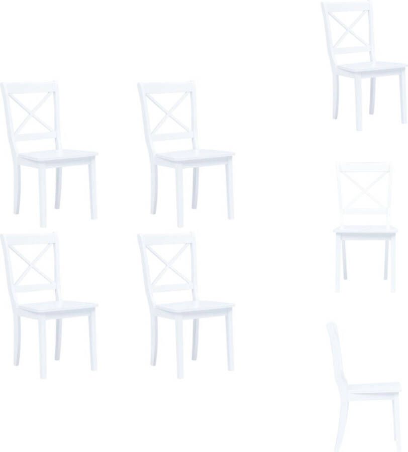 VidaXL -Eetkamerstoelen-4-st-massief-rubberwood-wit - Foto 3