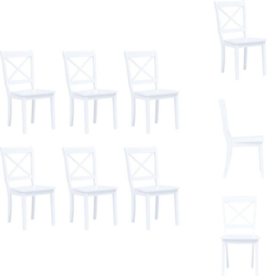 VidaXL Eetkamerstoel Eetkamerstoelen Dinerstoel Dinerstoelen Eetkamerstoelen 6 st massief rubberwood wit - Foto 2