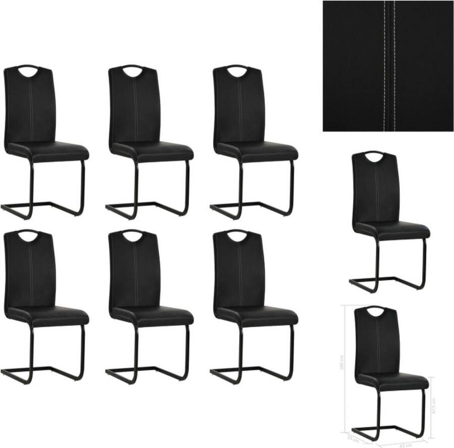 VidaXL -Eetkamerstoelen-6-st-kunstleer-zwart - Foto 2