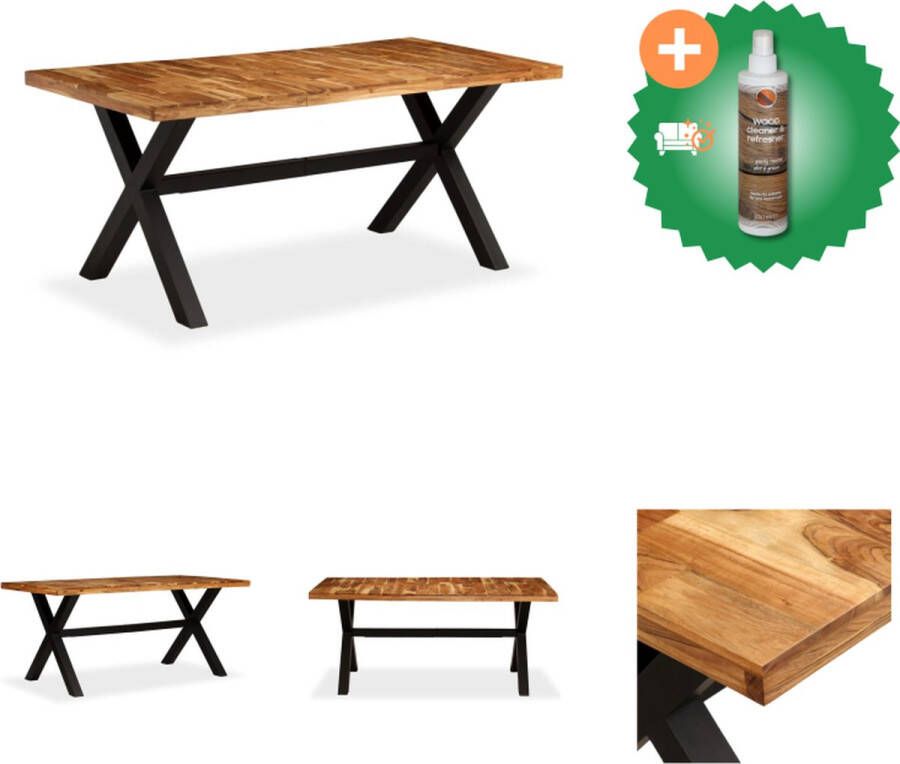 VidaXL Eetkamertafel Acacia en Mangohout 180 x 90 x 76 cm Industriële Stijl Tafel Inclusief Houtreiniger en verfrisser