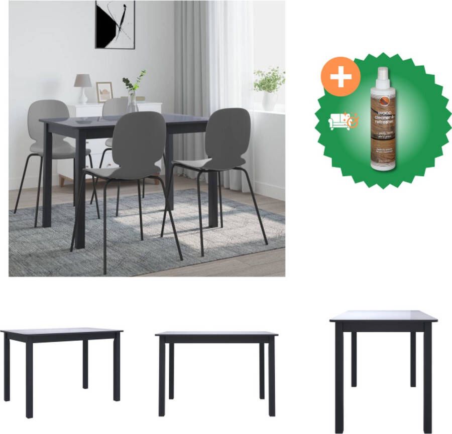 VidaXL Eettafel 114x71x75 cm massief rubberwood zwart Tafel Inclusief Houtreiniger en verfrisser