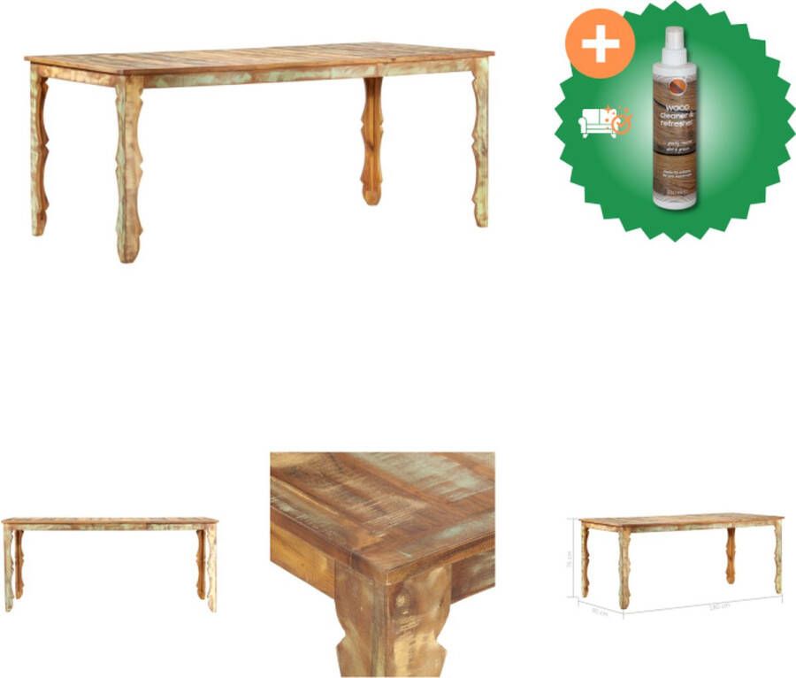VidaXL Retro Gerecycled Houten Eetkamertafel 180 x 90 x 76 cm Vintage Charme Tafel Inclusief Houtreiniger en verfrisser - Foto 2