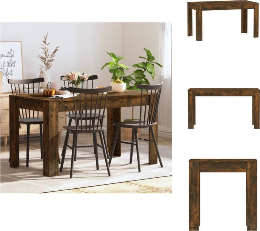 VidaXL Eettafel Eettafels Eetkamertafel Keukentafel Eettafel 140x74-5x76 cm bewerkt hout gerookt eikenkleurig